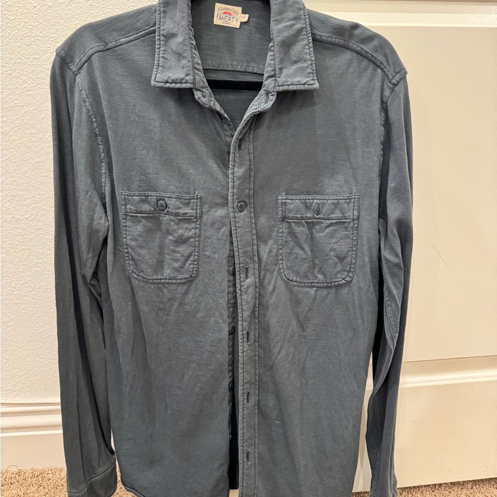 Faherty Blue Casual Button Down Shirt Relaxed Fit